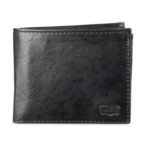 levi's men's extra capacity slimfold wallet, charcoal black, one size