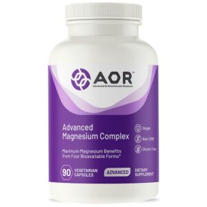 aor, advanced magnesium complex, dietary supplement, promotes bone and cardiovascular health, muscle and nerve function, 90 capsules (90 servings)