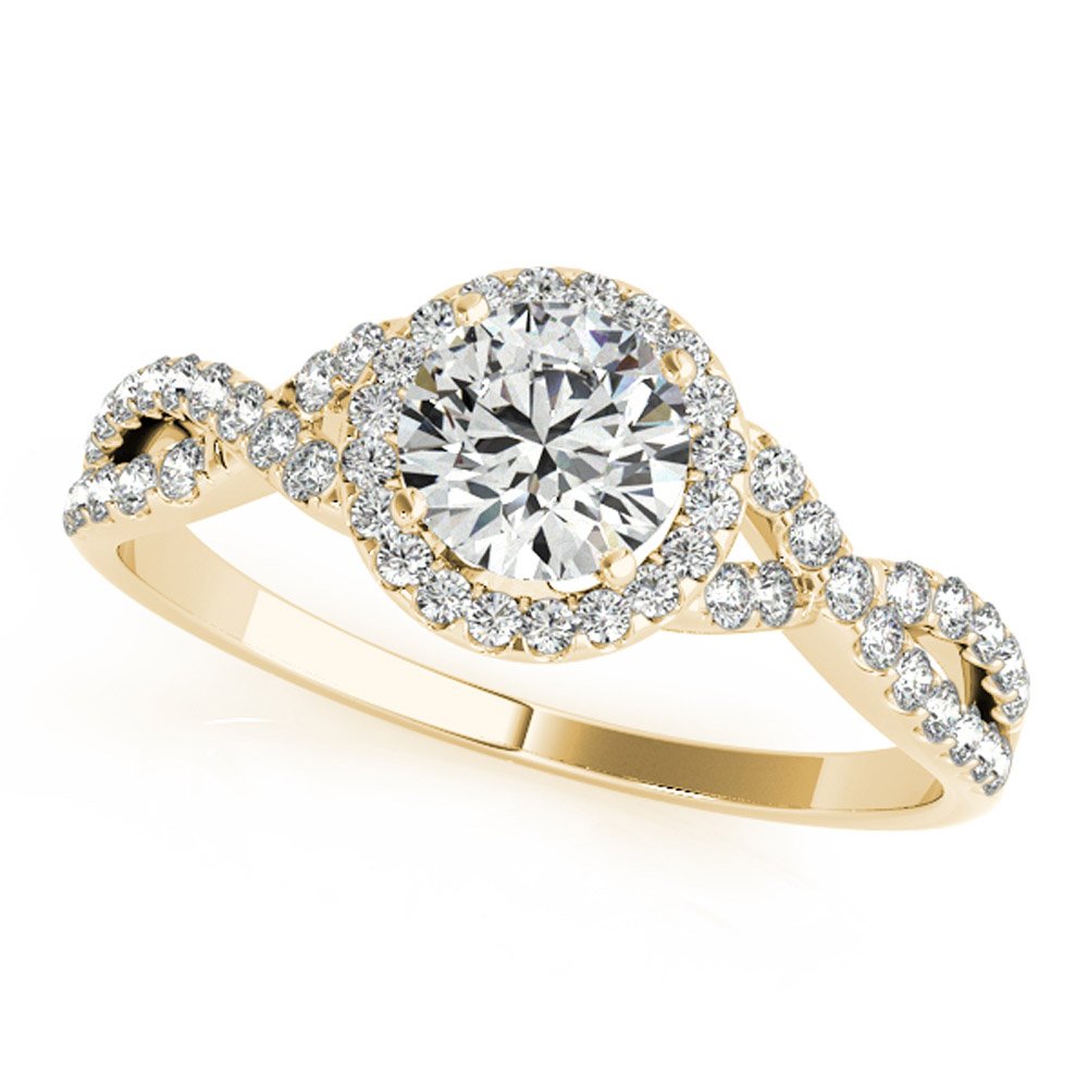 JewelMore 1/2 Carat Halo Daimond Engagement Bridal Ring Set 14K Solid Yellow Gold (I-J/I2-I3) (6)