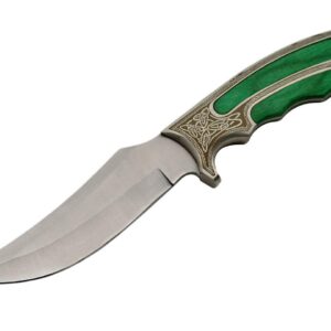 SZCO Supplies 10" Jade Gentleman Hunting Knife Stainless Steel Skinning Knife, Grey