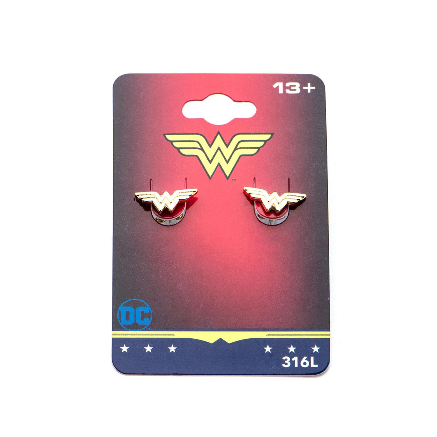 DC Comics Women's Wonder Woman Gold Plated Stud Earrings, One Size