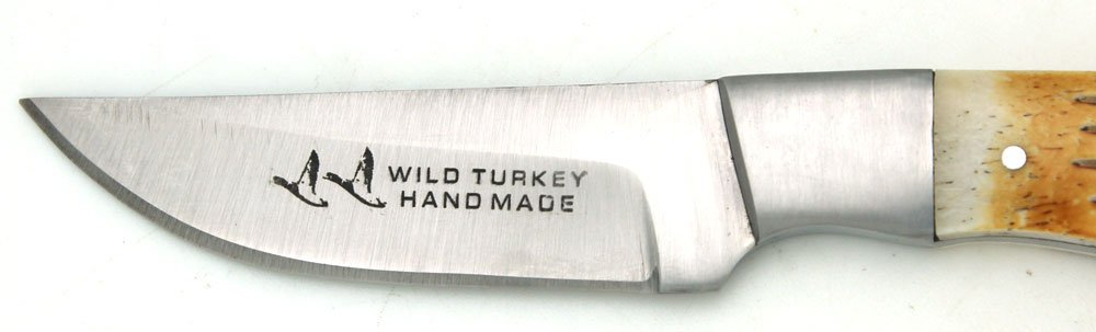 Wild Turkey Handmade Collection Full Tang Camel Bone Handle Fixed Blade Hunting Knife w/Leather Sheath Outdoors Fishing Camping Hunting … (Burnt Bone)