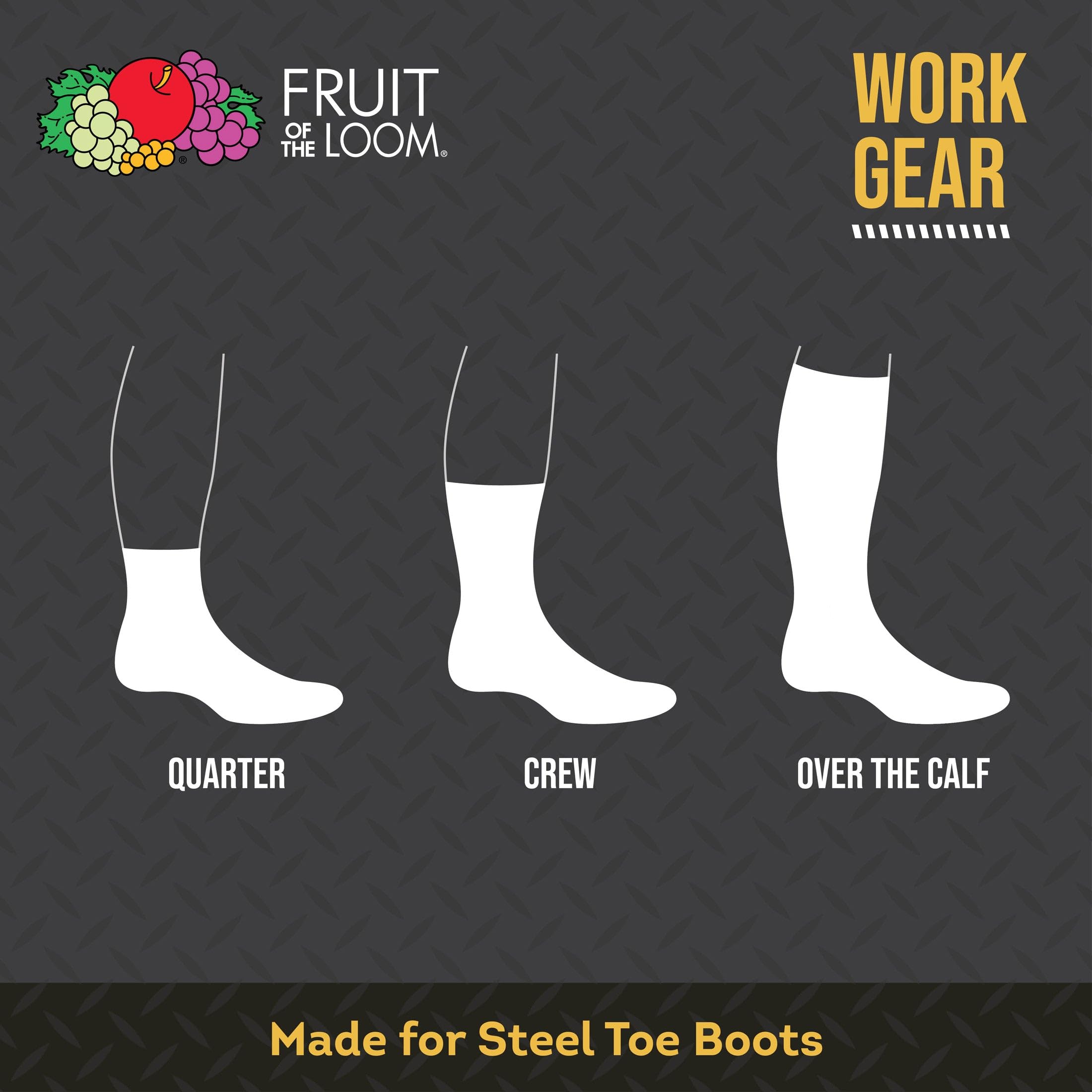 Fruit of the Loom Men's Work Gear Everyday Work Crew Socks (10 Pack), Black, Medium (6 - 12)