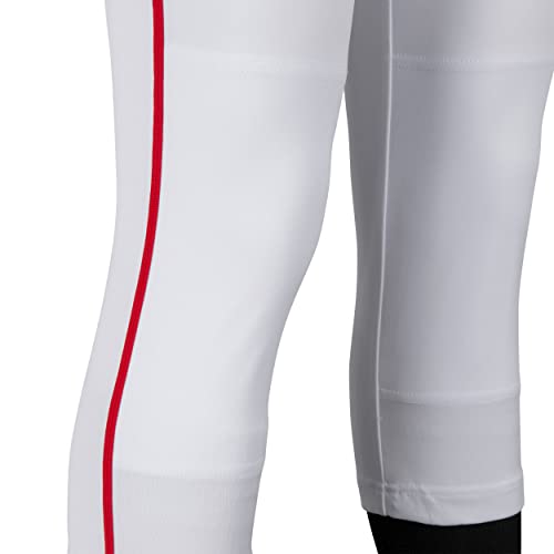 CHAMPRO womens Low-rise Youth Softball With Tournament Traditional Low Rise Pant w Braid, White, Scarlet Pipe, Small US