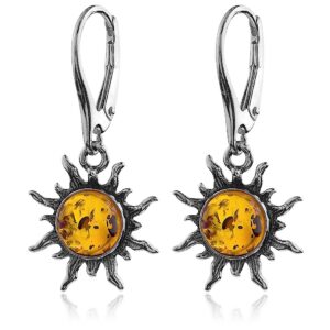 ian and valeri co. amber sterling silver flaming sun leverback earrings