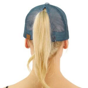 C.C Ponytail Messy Buns Trucker Ponycaps Plain Baseball Visor Cap Dad Hat Denim Blue