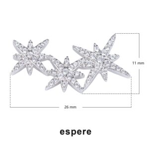 3 Star Constellation Ear Climber Crawler Earrings White Gold Plating