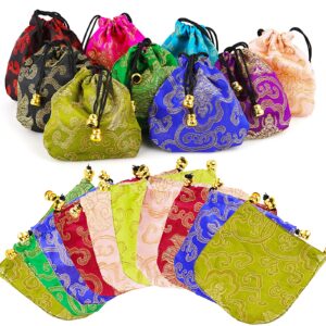 lzttyee 30pcs silk brocade embroidered drawstring jewelry pouch bag gift bags baskets drawstring coin purse (random color)