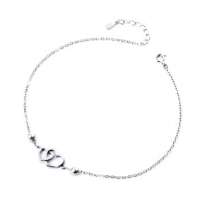 DAOCHONG Heart Anklet for Women S925 Sterling Silver Adjustable Foot Ankle Bracelet Jewelry