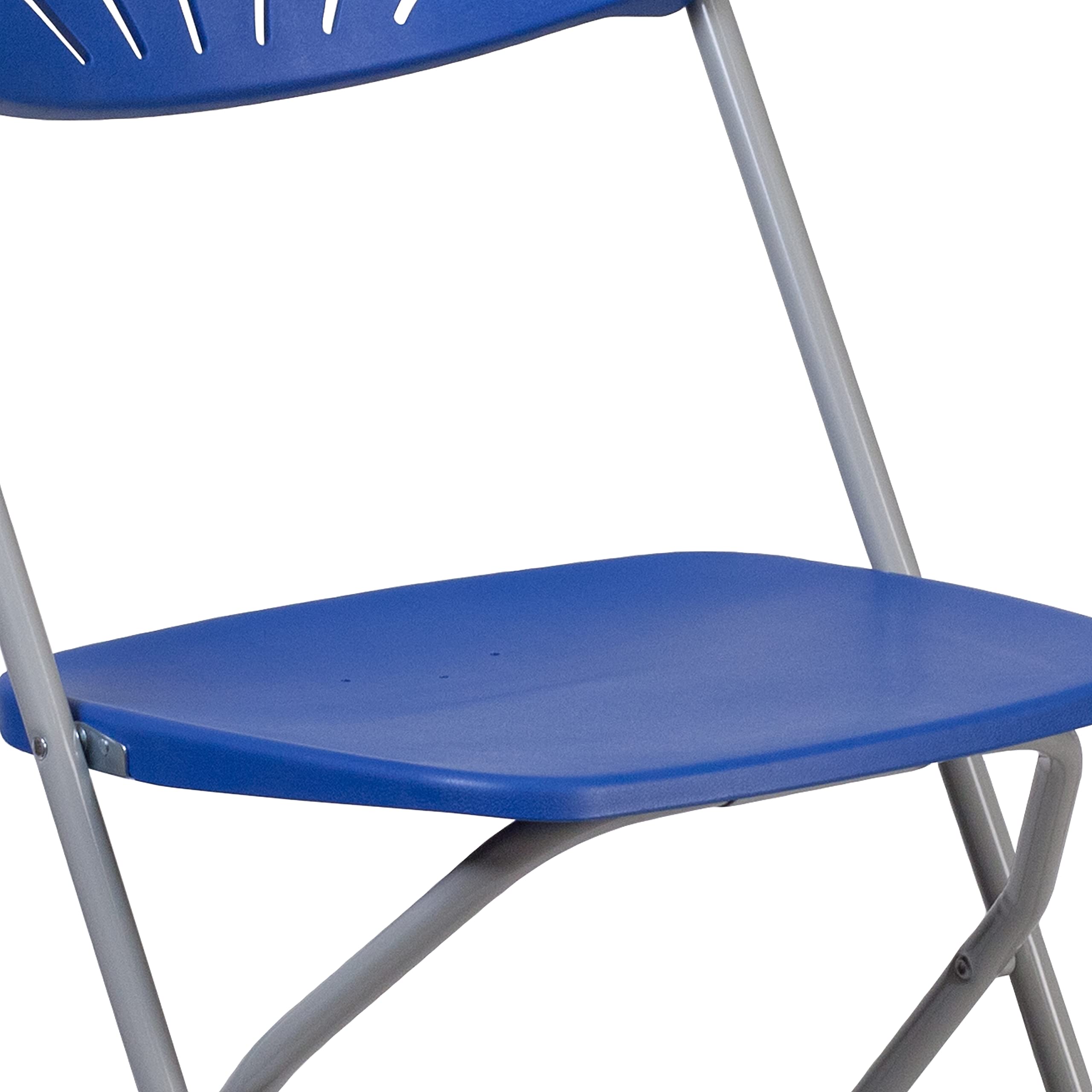 Flash Furniture 8 Pack HERCULES Series 650 lb. Capacity Blue Plastic Fan Back Folding Chair