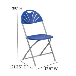 Flash Furniture 8 Pack HERCULES Series 650 lb. Capacity Blue Plastic Fan Back Folding Chair