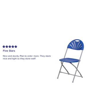 Flash Furniture 8 Pack HERCULES Series 650 lb. Capacity Blue Plastic Fan Back Folding Chair