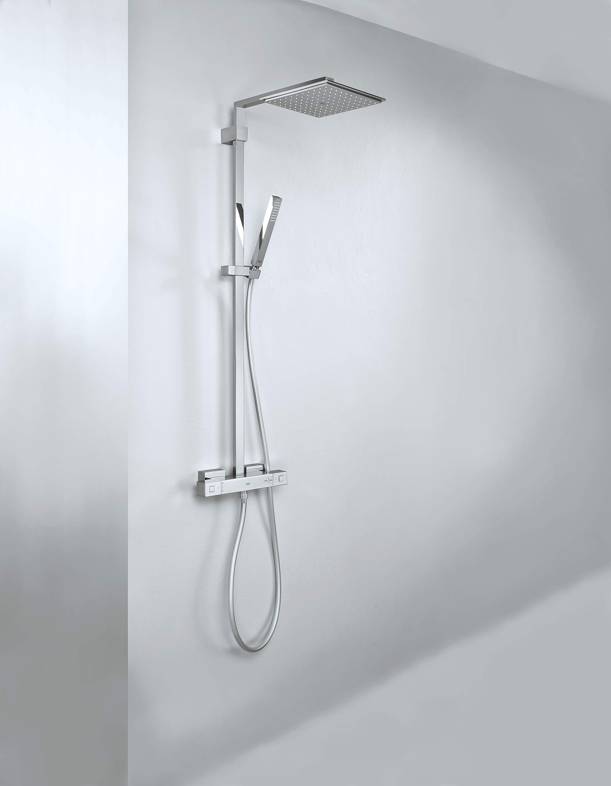 Grohe 26420000 Euphoria Cube Shower System with Thermostat for Wall Mount, Starlight Chrome