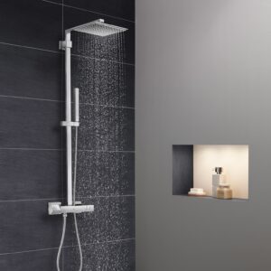 Grohe 26420000 Euphoria Cube Shower System with Thermostat for Wall Mount, Starlight Chrome