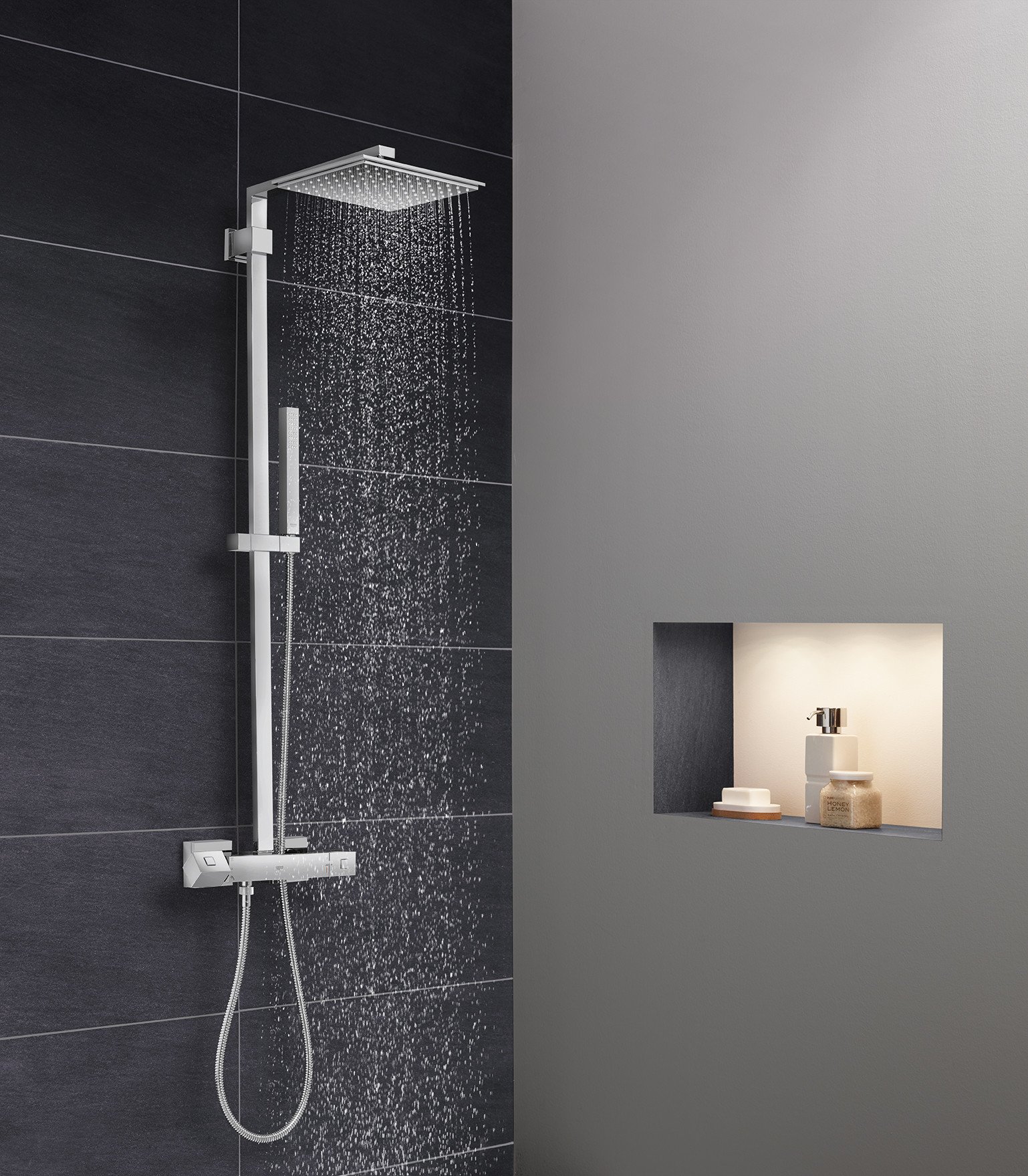 Grohe 26420000 Euphoria Cube Shower System with Thermostat for Wall Mount, Starlight Chrome