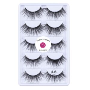 3d mink false eyelash lasgoos degisn luxurious natural messy volume fluffy long hot fake eyelashes 5 pairs/box a11-5