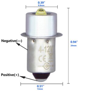 LudoPam Upgrade LED Bulb White 3W DC 4-12V LED Flashlight Bulb Replacement Part Compatible for MagLite Flashlights Torch 3-6 Cell C&D