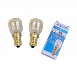 2 pack, fulfilled by amazon, wsdcn e14 t25 25w 120v 120 volt 125v 110v~130v oven light bulb heat resistant bulb 300'c