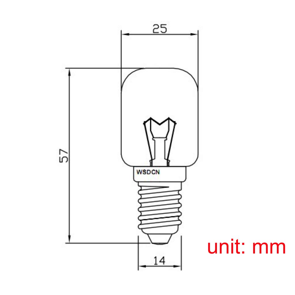 2 Pack, Fulfilled by Amazon, WSDCN E14 T25 25W 120V 120 Volt 125V 110V~130V Oven Light Bulb Heat Resistant Bulb 300'C