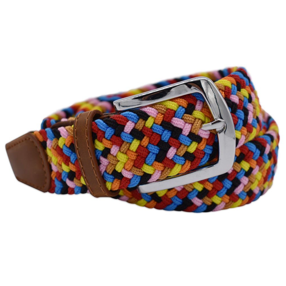 VONSELY Stretch Belt, Elastic Belts Braided Fabric Belt Colorful Woven Belts for Men and Women,Candy Color