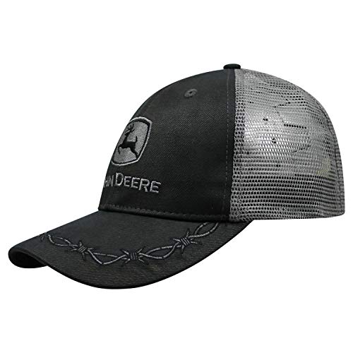 John Deere Mens Oilskin Charcoal Mesh Back Embroidered Hat