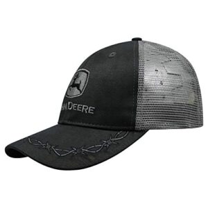 john deere mens oilskin charcoal mesh back embroidered hat