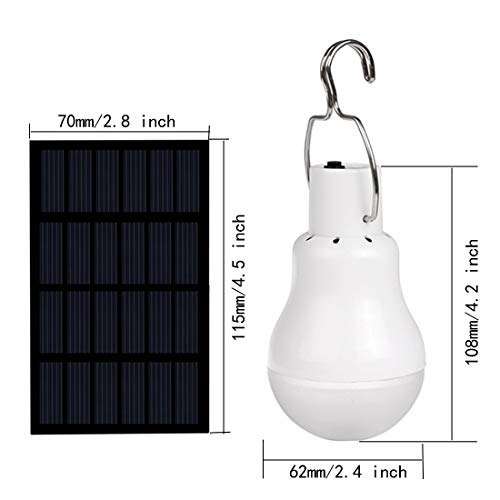 ABZXT Solar Powered Lamp Portable Led Bulb Lights Solar Energy Panel Led Lighting for Camp Tent Night Fishing Emergency Lights Flash 350LM(Pack of 2)