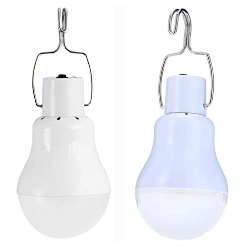 ABZXT Solar Powered Lamp Portable Led Bulb Lights Solar Energy Panel Led Lighting for Camp Tent Night Fishing Emergency Lights Flash 350LM(Pack of 2)