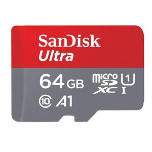 SanDisk Ultra Plus 64GB microSDXC UHS-I Card with SD Adapter, Grey/Red, Full HD up to 100 MB/S For Android Phone, Tables and Camera (2 Pack of 64 GB Micro SD- Card)