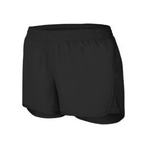 Augusta Sportswear Girls' Athletic Shorts - Moisture-Wicking Performance, Low Rise Fit, Inner Brief, Key Pocket - Ideal for Teen Girls' Workout & Activewear, Black, Medium