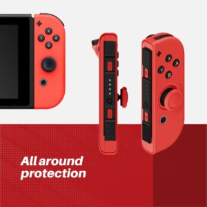 TNP Joycon Case for Nintendo Switch - Silicone Joy Con Case for Nintendo Switch & Switch OLED - Protective Switch Controller Case Cover with Thumb Grip Caps for Nintendo Switch Joycon (Neon Blue+Red)