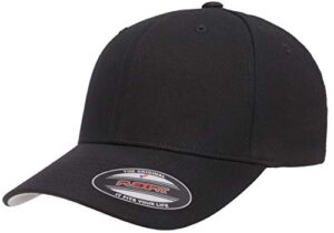 flexfit cotton twill fitted cap, black, small/medium