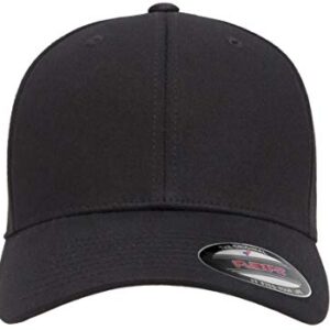 Flexfit Cotton Twill Fitted Cap, Black, Small/Medium