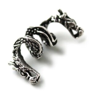 LynnAround 925 Sterling Silver Norse Nordic Viking Dragon Beard Beads Rings, Dreadlock Pirate Hair Beads, Pagan Jewelry