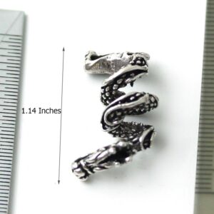 LynnAround 925 Sterling Silver Norse Nordic Viking Dragon Beard Beads Rings, Dreadlock Pirate Hair Beads, Pagan Jewelry