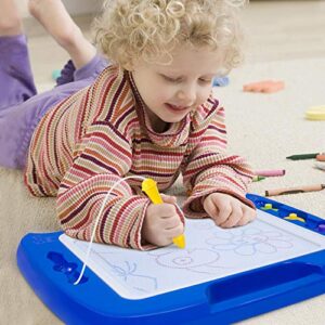 SGILE Large Magnetic Drawing Board - 4 Colors 16×13in Writing Painting Doodle Pad with 4 Stamps for Toddlers, Learning Educational Toy Etch Sketch Gift for 36+ Month Kids Girls Boys, Blue