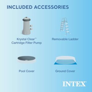 Intex 28167EH Easy Set Inflatable Swimming Pool Set: 15ft x 48in – Includes 1000 GPH Cartridge Filter Pump – Removable Ladder – Pool Cover – Ground Cloth