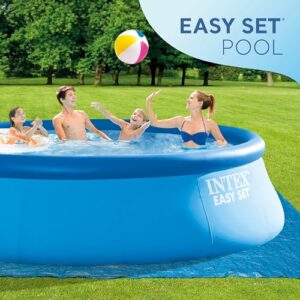 Intex 28167EH Easy Set Inflatable Swimming Pool Set: 15ft x 48in – Includes 1000 GPH Cartridge Filter Pump – Removable Ladder – Pool Cover – Ground Cloth