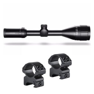 HAWKE Vantage HD 4-12X50AO Mil Dot IR Riflescope, Black 14252 and Hawke 2-Pc Weaver Rings Kit