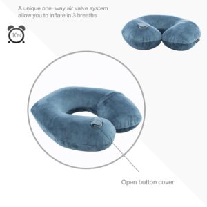 Keemall Inflatable Travel Neck Pillow for Airplane Train Car Washable Pillowcase U Shaped Office Napping Pillow