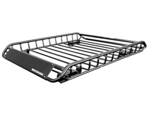 maxxhaul 70115 46" x 36" x 4-1/2" roof rack rooftop cargo carrier steel basket, car top luggage holder for suv and pick up trucks - 150 lb. capacity, black