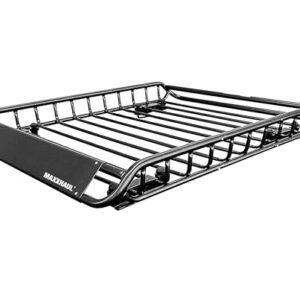 MaxxHaul 70115 46" x 36" x 4-1/2" Roof Rack Rooftop Cargo Carrier Steel Basket, Car Top Luggage Holder for SUV and Pick Up Trucks - 150 lb. Capacity, Black