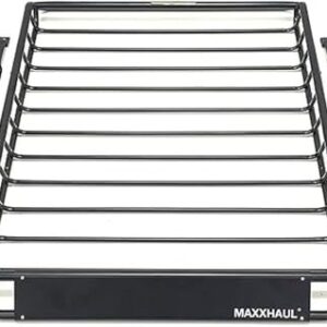 MaxxHaul 70115 46" x 36" x 4-1/2" Roof Rack Rooftop Cargo Carrier Steel Basket, Car Top Luggage Holder for SUV and Pick Up Trucks - 150 lb. Capacity, Black