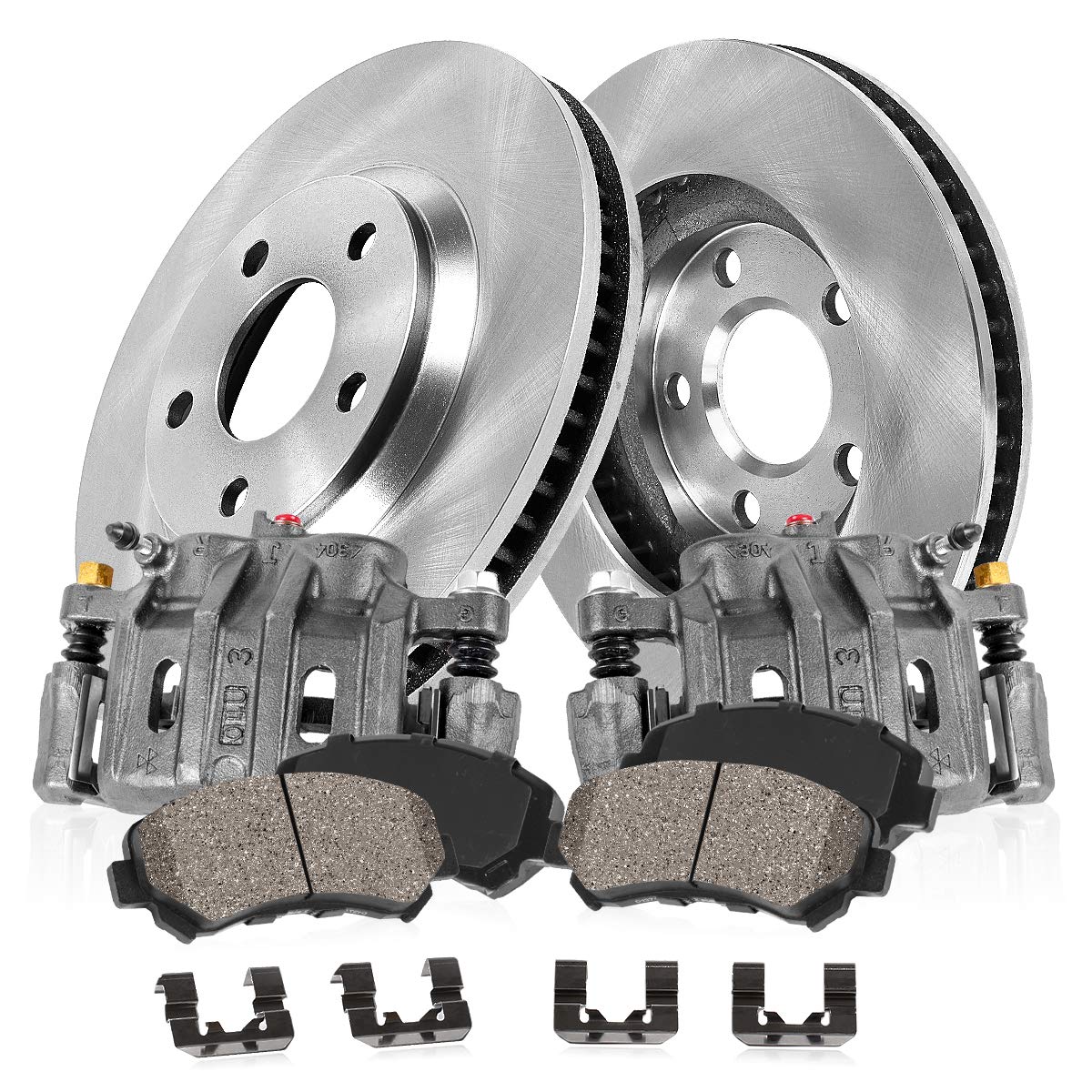 Callahan Front Calipers and Brake Disc Rotors + Ceramic Brake Pads + Hardware Brake Kit For Ford Escape Mazda Tribute Mercury Mariner