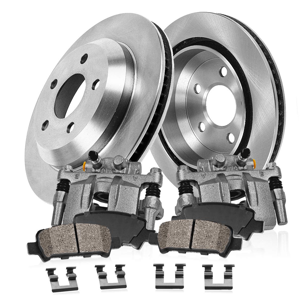 Callahan Rear Calipers and Replacement Brake Disc Rotors and Ceramic Brake Pads + Hardware Brake Kit For Ford Excursion F-250 Super Duty F-350 Super Duty SRW