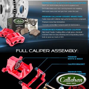 Callahan Rear Brake Kit For 2006 2007 2008 2009 2010 2011 2012 Ford Fusion Lincoln MKZ Drilled and Slotted Brake Rotors and Ceramic Brake Pads with Calipers