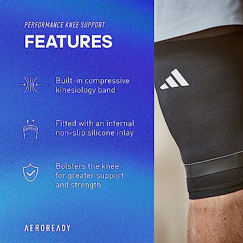 adidas Performance Climacool Knee Support Sleeve - Knee Sleeve for Support, Training, and Competitions - Ergonomic Design, Silicone Grip, Breathable Seamless Design - Black, X-Large