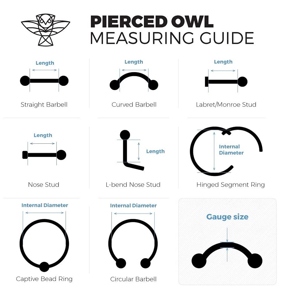 Pierced Owl 14-16GA Jewel Set IP Plated Stainless Steel Nipple Septum Cartilage Helix Circular Horseshoe Barbells, Sold as a Pair (Rainbow, 14GA (1.6mm))