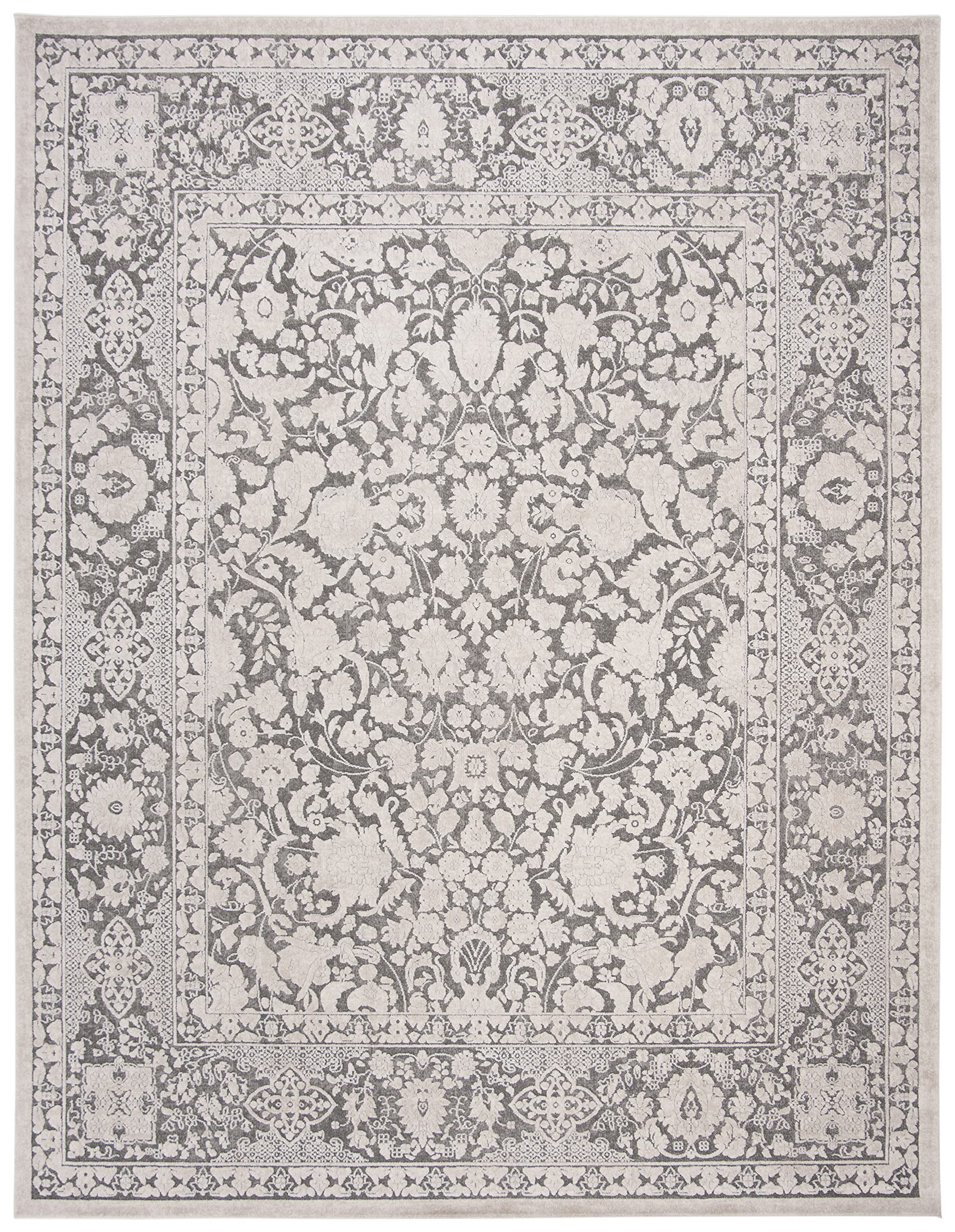 SAFAVIEH Reflection Collection Area Rug - 8' x 10', Dark Grey & Cream, Boho Tribal Distressed Design, Non-Shedding & Easy Care, Ideal for High Traffic Areas in Living Room, Bedroom (RFT667B)