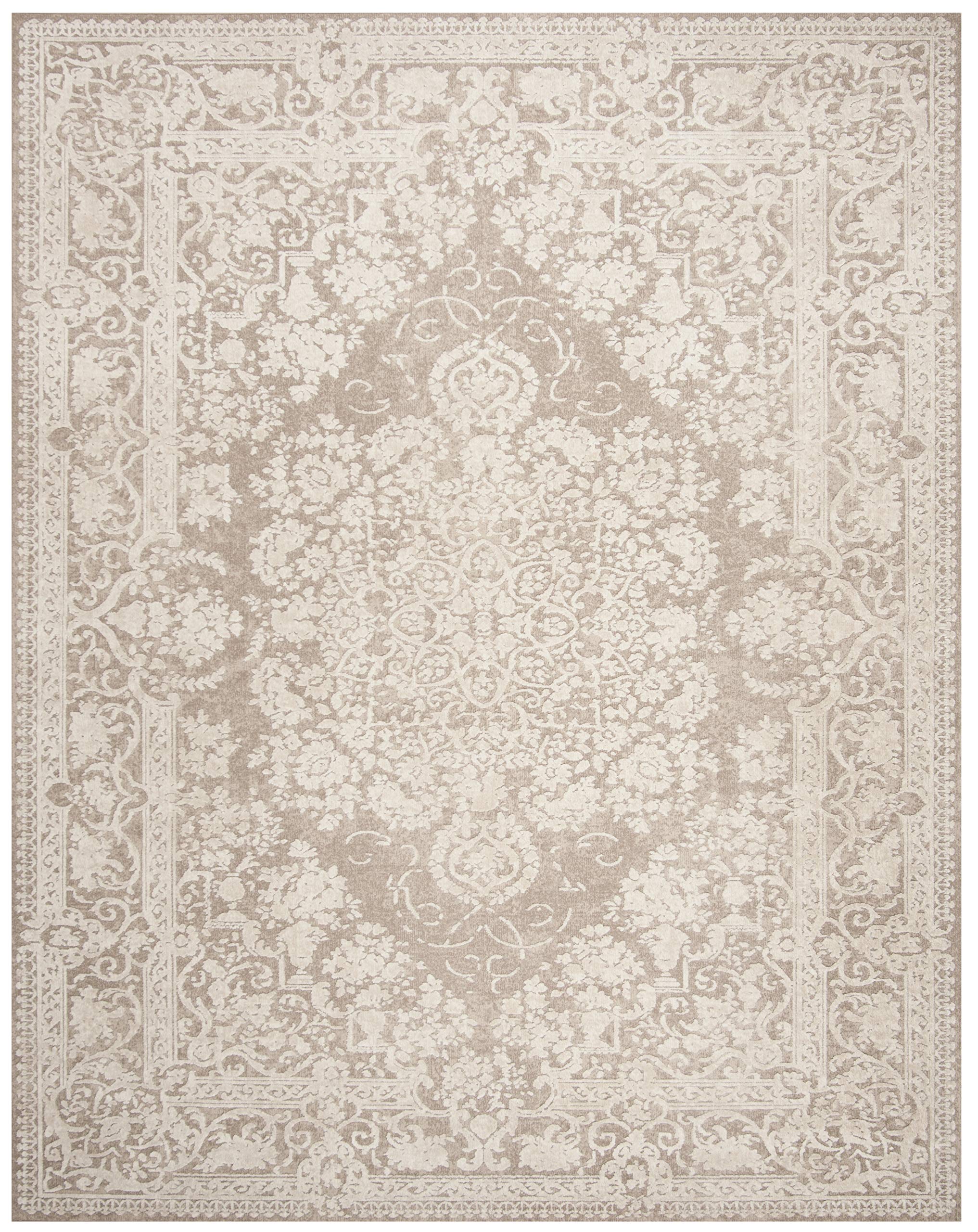 SAFAVIEH Reflection Collection Area Rug - 8' x 10', Beige & Cream, Vintage Distressed Design, Non-Shedding & Easy Care, Ideal for High Traffic Areas in Living Room, Bedroom (RFT664A)